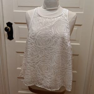 Creme Sleeveless Blouse with Gold & Flower Detail